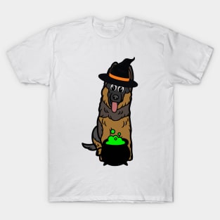 Funny Guard Dog is wearing a witch costume T-Shirt